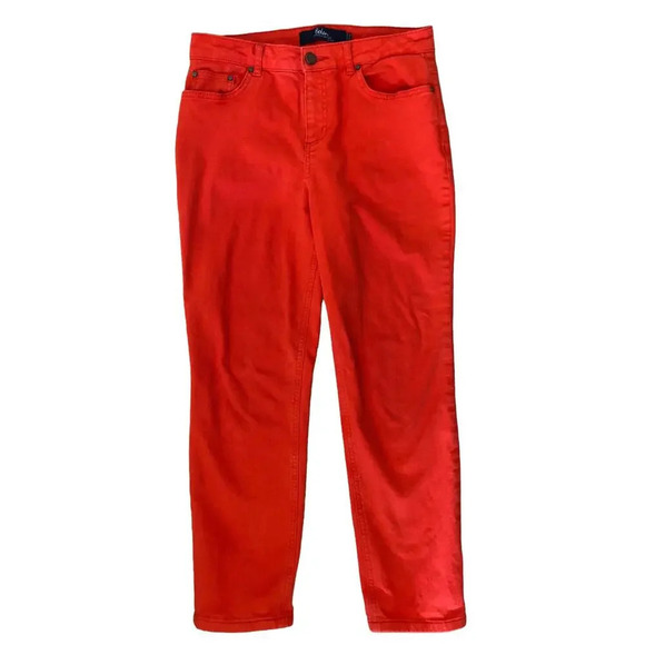 BODEN Red Cambridge Ankle Skimmer Cotton Jeans Size 6 - Picture 2 of 8